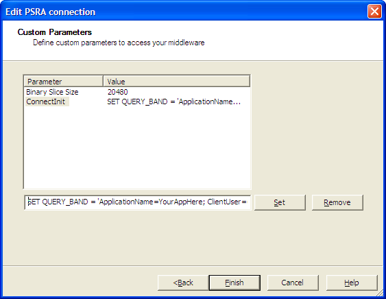 Screenshot of final parameter screen for Teradata connection in a Business Objects universe